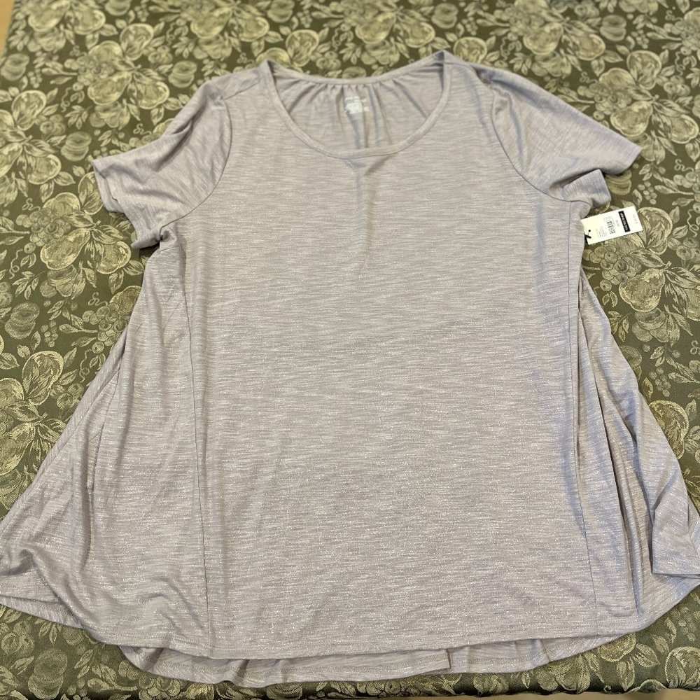 NWT LANE BRYANT SILVER SHIMMER SWING TUNIC T SHIRT SIZE 18/20